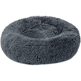 Кругле ліжко для собак та котів Aldenhoven Goods, плюш, 60 см, темно-сірий