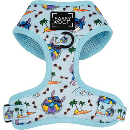 Регульована шлейка для собак Sassy Woof Disney Stitch S, дихаюча сітка, не тягне, подвійний D-кільце, патентований дизайн, для маленьких собак та цуценят, офіційна