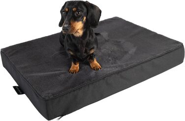 Ортопедична подушка для собак Преміум-якість з 8 см шаром піни, сіра, L. Матрац для собак з тканинним покриттям, придатний для прання при 40°C, гіпоалергенний. Підходить для собак середніх розмірів, 80 x 60 см (сердечник: 8 см, 60x40 см)