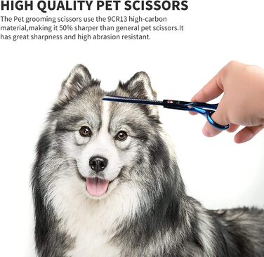 Набір професійних ножиць для грумінгу собак 5 в 1, 7 дюймів, нержавіюча сталь, включає прямі, фінішні та зігнуті ножиці, гребінець