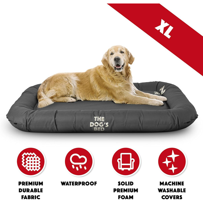 Преміум ортопедичне ліжко для собак, водовідштовхувальне, з ефектом пам'яті, знімні чохли, сірий колір (ZZZZZ), XL