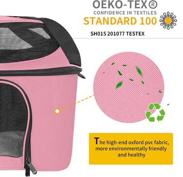 Велика переноска для котів Bejibear, сертифікат Oeko-Tex, м’яка сумка для тварин, для двох котів або маленьких собак, дозволена авіакомпаніями TSA, до 9 кг, рожева