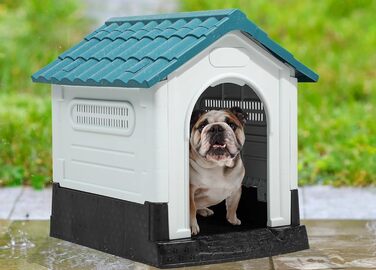 Кізочок для собак Lanco - вольєр для маленьких собак, внутрішній та зовнішній, 68x55x66 см, блакитний та білий