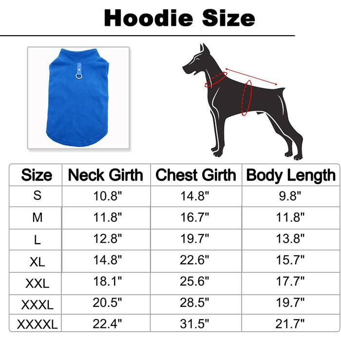 Тепла жилетка для собак з D-початком для повідка, зимова куртка-пуловер для малих, середніх та великих собак, блакитна, розмір S