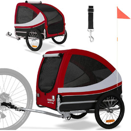 DOGGYHUT® Tobi - великий велопричіп для собак, 35 кг, зелений/червоний