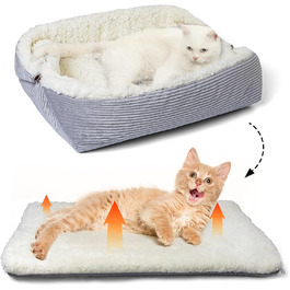 Самогріюче ліжко для котів Ruitena, 2-в-1, для котів та маленьких собак, миється, складається, килимок Pubby