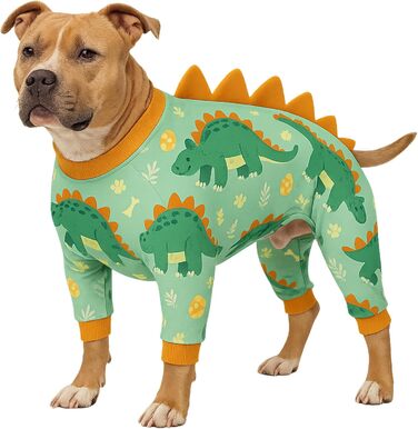 Комбінезон для собак великих порід LovinPet: дихаючий, з UV-захистом, антибактеріальний, для відновлення після операцій, зелено-помаранчевий, XX-Large