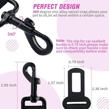 Пояс для собак Cooyoo: безпечний, регульований, з нейлону, 2 шт. (рожевий)