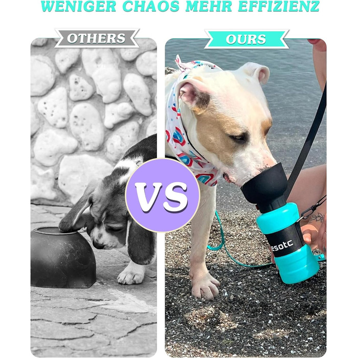 Складана пляшка для води для собак Lesotc 800 мл, вишнево-блакитна, для прогулянок, подорожей та кемпінгу