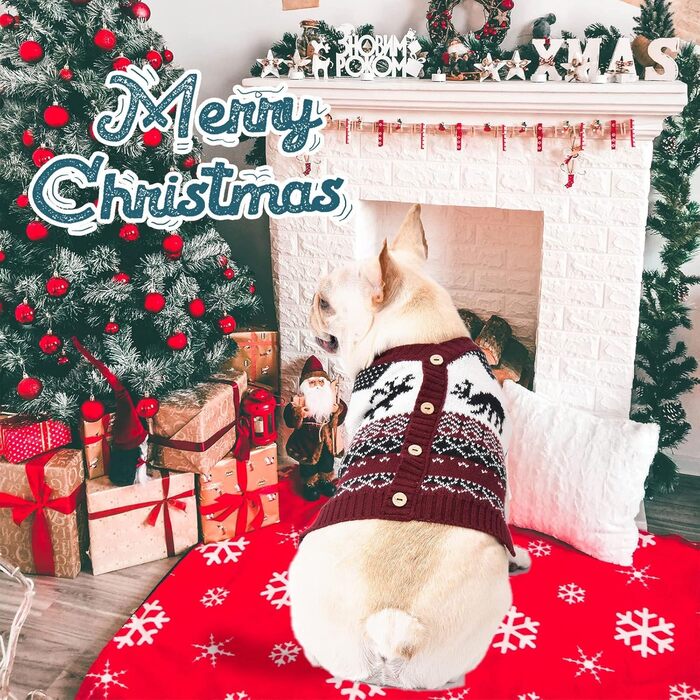 Пуловер для собак ABRRLO з бавовни, теплий зимовий костюм для святкування Нового року (L, костюм оленя)