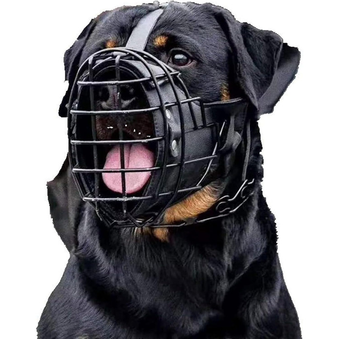 Металевий нашийник-намордник з шкіряним ремінцем для німецької вівчарки, добермана, ротвейлера та інших великих собак (упаковка 10 шт.)