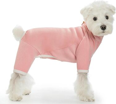Флісова куртка для собак маленьких порід, зимова, 4 лапи, вітронепроникна, з отвором для повідка, зручний ролкраг, для малих, середніх та великих собак (Рожевий, 2XL)