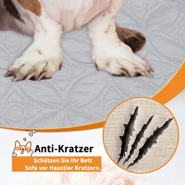 Водостійкий коврик для собак Pick for Life, 157x208 см, миючий, для великих і маленьких собак, захист ліжка, дивана, авто, двосторонній, сірий