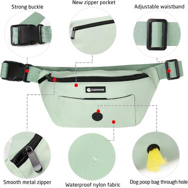 Сумка для собак з відділенням для ласощів та рулеткою для збору відходів, поясна/поясна сумка, підходить для жінок та чоловіків, для дресирування цуценят, подарунок для любителів собак, зелений нейлон