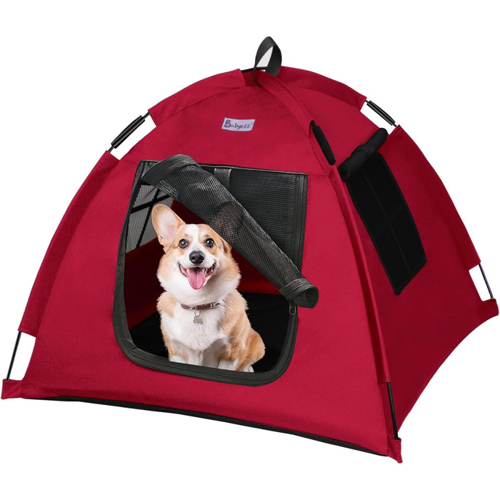 Зручне ліжко-будиночок для собак та котів Babyezz, Tipi, червоний, S