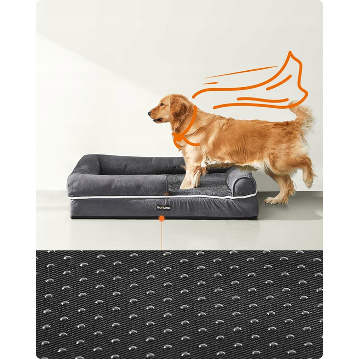 Лежак для собак Feandrea, сірий, 106 x 80 см