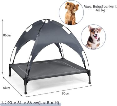 ДрімЕйд: Лежанка для собак на вулицю з дахом, піднята лежанка для собак, місце для відпочинку з тканини, лежанка для домашніх тварин з дахом, місце для сну для великих собак до 40 кг/50 кг, лежанка для тварин для внутрішнього та зовнішнього використання (