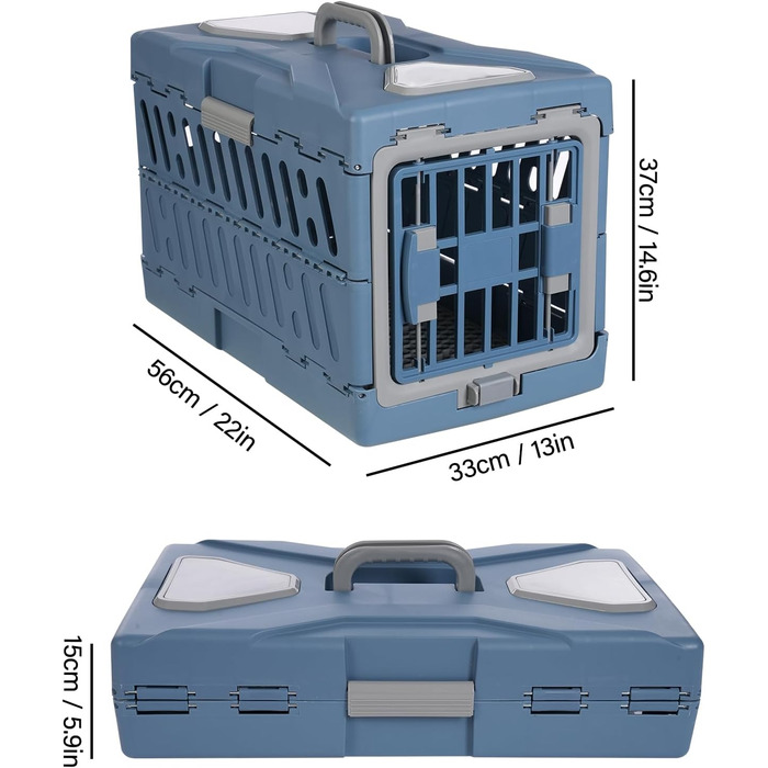 Транспортна переноска для котів та собак, до 20 кг, складана, для подорожей літаком, з вентиляційними отворами, 56x33x37 см, жорсткий корпус