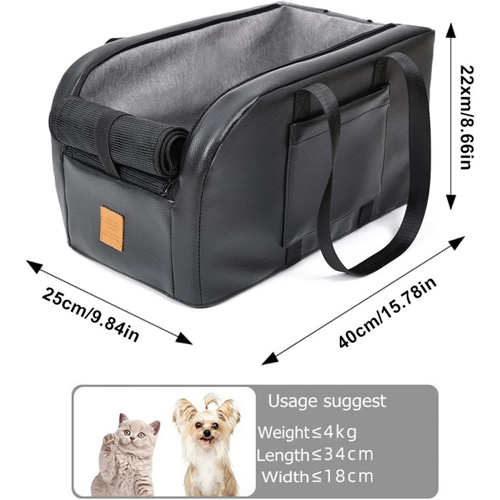 Підвищення для собак та котів на авто-підлокітнику, крісло для собак у середній консолі авто, чорне