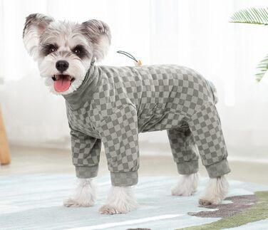 Зимовий теплий халат для собак з флісу, піжама для собак, оверхол з коміром, тепла зимова одіяння для собак середніх та великих порід, сірий, розмір XX-Large