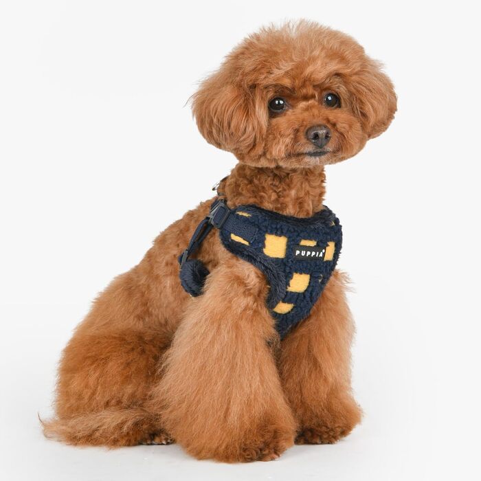 Шлейка для собак Puppia Stefan Comfort, тепла зимова, вафельний візерунок, регульована, для малих та середніх собак, синій, розмір S