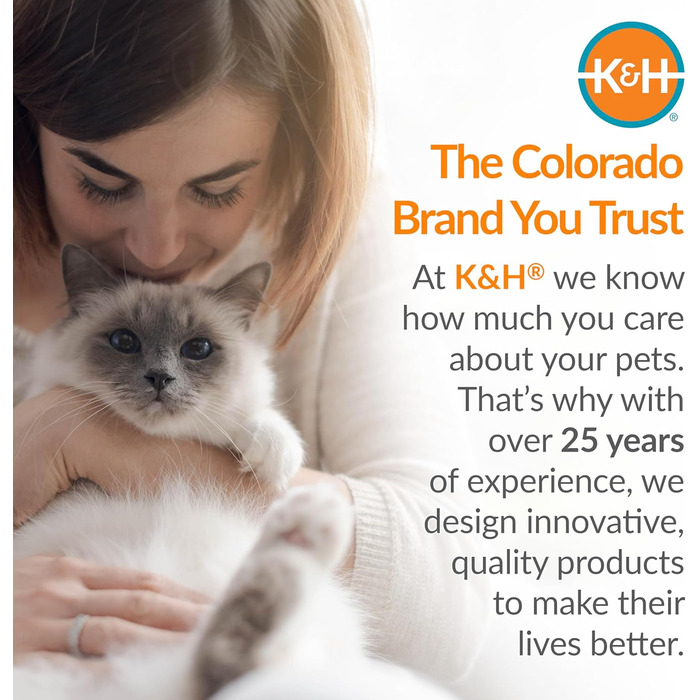 Самопідігріваюча підстилка для котячого ліжка K&H Pet Products, термопідстилка для котів та собак, грілка для домашніх тварин, підстилка-грілка для диких та домашніх котів, сіра/чорна, 53,3 л, 53 x 43 x 3 см