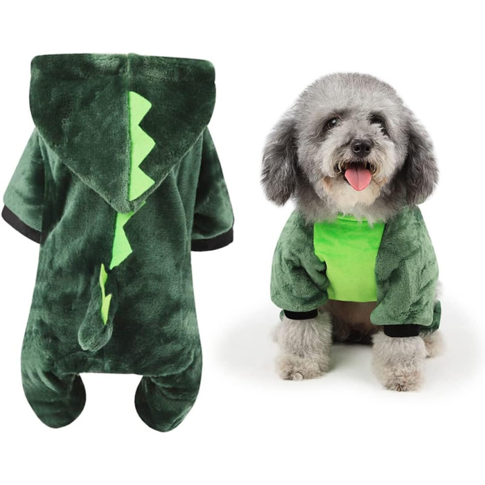 Костюм для собак - динозавр (3 шт.) FRCOLOR, теплий матеріал, для фотосесій та свят