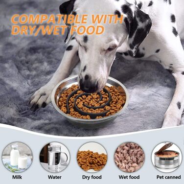 М'яка силіконова миска для собак, повільне годування, чорна, велика (L)