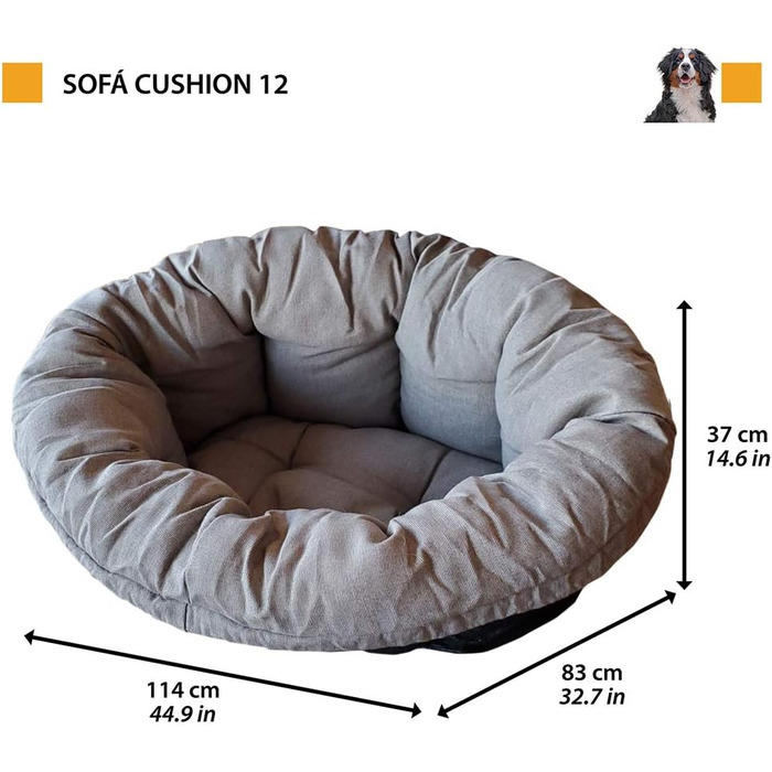 Крісло-лежанка для собак та котів Ferplast SOFA 'CUSHION' - м'яка лежанка з бавовняною подушкою, сірого кольору, 114 x 83 x 37 см