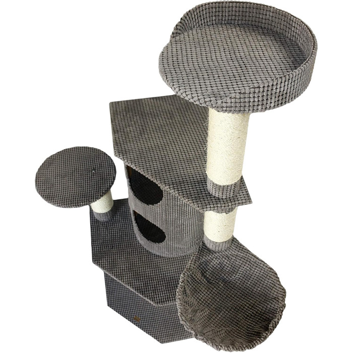 Драбина-кіготь для котів Bontoy Betty Pro сірого кольору, 65x65x176 см, з 12 см сизалевих стовпів, великий будиночок для котів, підходить для великих котів, стабільна