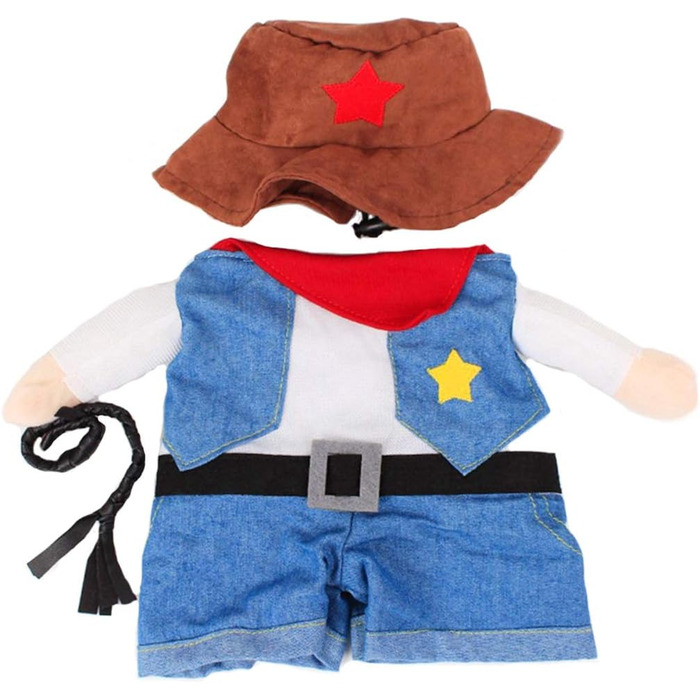 Костюм на честь Halloween для собак та котів XIAOYU: Ковбойська куртка та капелюх, супер милий косплей для маленьких тварин