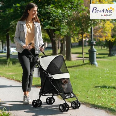 Візок для собак PawHut - блакитний, з розкладним сонцезахисним козирком, зручним килимком та кишенькою для речей