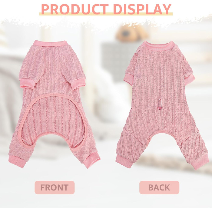 Пижама для собак SCENEREAL: теплий зимовий костюм, рожевий, розмір S (Обхват грудей 51 см)