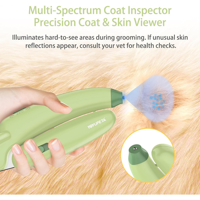 YOYUPETA Тример для собак з LED-підсвіткою та пилочкою - професійний набір для догляду за домашніми тваринами, гострий триммер та вбудована пилка для безпечної та безстресової обрізки кігтів у собак, зелений