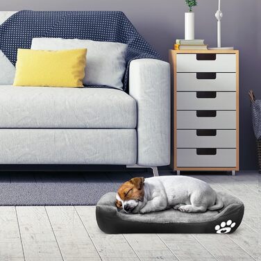 Крісло-ліжко для собак Lucky 60см - м'яке ліжко для собак та котів, чорне, миється