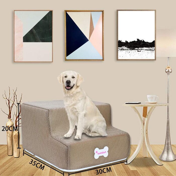 Сходинки для собак на 2 ступені для ліжка та дивану, 20 см, широкі, для маленьких, старих, великих собак та котів, стабільні, протиковзні, миючі, хакі