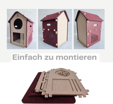 Будиночок для котів XXL Petix Sweet Home 61×40×40 см, бежевий – котяча хатка-ліжко для сну, ігор і схованки, для великих котів, інтер'єрний