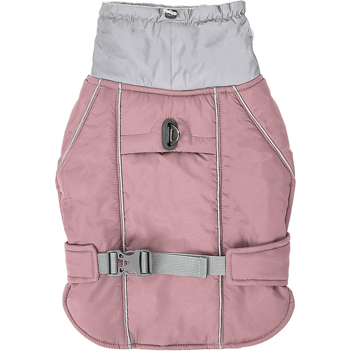 Теплий зимовий одяг для собак Goshyda: куртка, комбінезон, вітро- та водонепроникний, з відбиваючими елементами, рожевий, 2XL