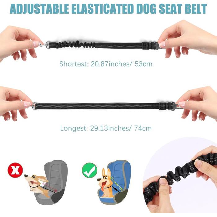 Нашийник для собак NiCola з кріпленням для автопасків, чорний. 2 шт., регульований, для подорожей та повсякденного використання (XS)