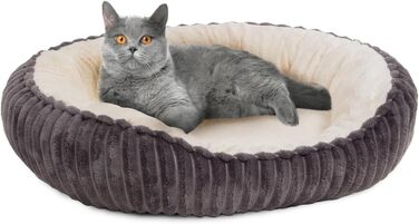 Квіткове ліжко для котів Wallace & Jones Cameron - овальне, м'яке, антиковзне, антрацит-бежеве, розмір S, 55 x 45 x 17 см