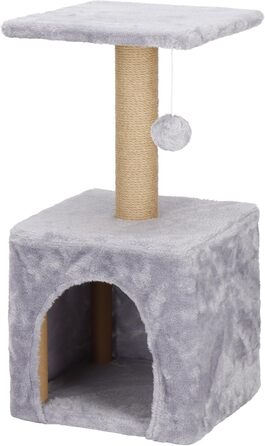 Кігтеточка SPRINGOS для котів з лежанкою, 245 см, сіра, регульована висота