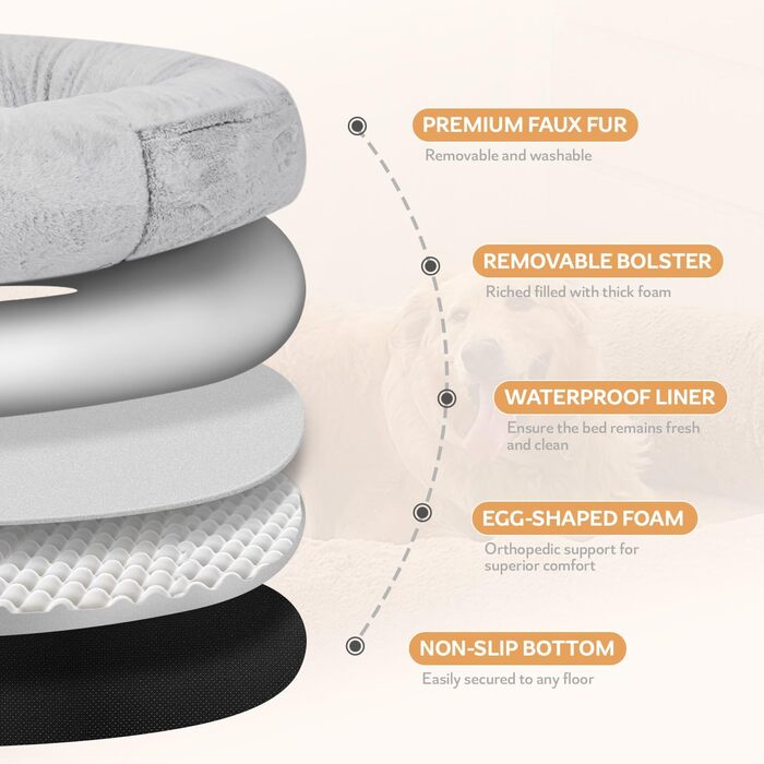 Крісло-мішок NESTROAD для собак та людей, 180x114x35 см, знімний чохол з штучного хутра, ковдра та подушка, сірий колір