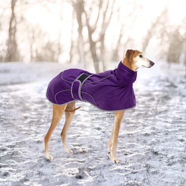 Водонепроникний зимовий пуловер для грейхаундів Geyecete: теплий, регульований, з відбиваючими елементами, для середніх та великих собак (XS-XXL, фіолетовий)