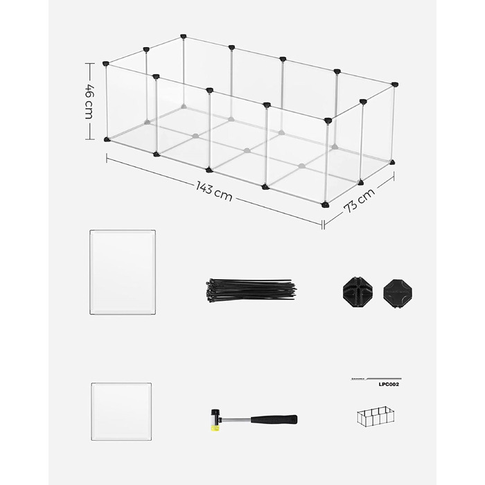Клітка для кролів Songmics, 46 x 143 x 71 см