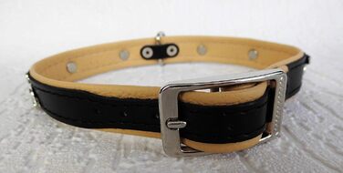 Льорочок для собак DACKEL, шкіряний, обхват шиї 28-32см, 30-36см, 36-41см, Чорний - Бежевий, НОВИЙ