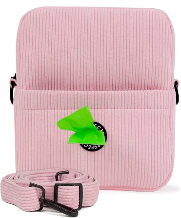 Сумка для дресирування собак з дозатором кульок – міцна сумка для ласощів для собак – стильна сумка для прогулянок з собакою для жінок та чоловіків (м'яка рожева, велюрова)