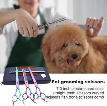 Набір для стрижки собак: професійний набір з 7 предметів з нержавіючої сталі | Стрижка собак та інших домашніх тварин