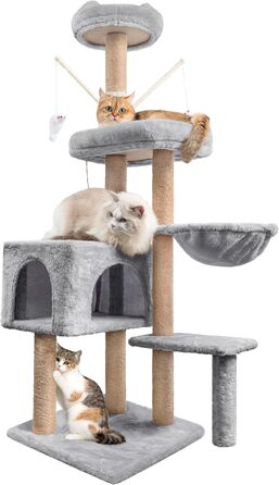 Кліматичний комплекс для котів Kratzbaum, 145 см: кігтеточка, ігровий центр, ліжечко, печера, платформи, сіза колона, для кошенят та котів