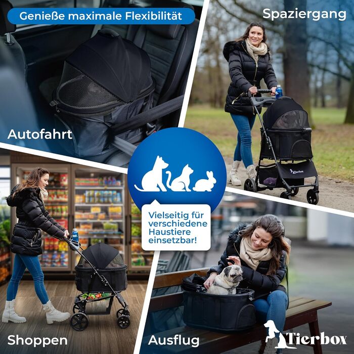 Візок для собак, складаний, з QuickFold, чорний, вантажопідйомність до 15 кг