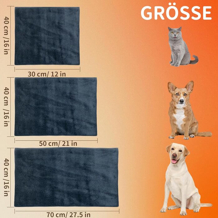 Нагрівальний килимок для тварин NAMOTEK з регулюванням температури та таймером, вологостійкий, з безпечним нагріванням, автоматичне вимкнення, 40x30 см, сірий